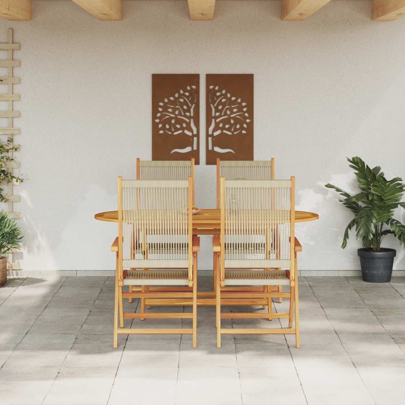 vidaXL Garten Essgruppe 5 pcs Schwarz Massivholz Akazie