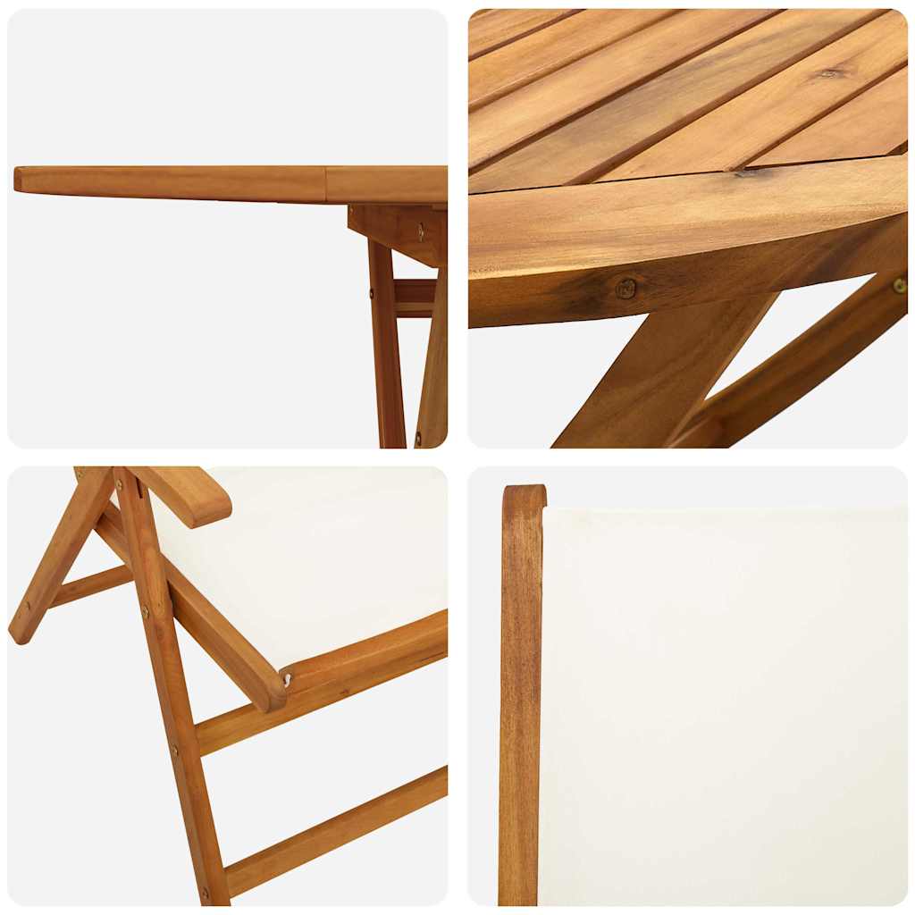 vidaXL Garten Essgruppe 5 pcs Cremeweiß Massivholz Akazie