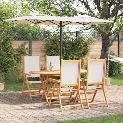 vidaXL Garten Essgruppe 5 pcs Cremeweiß Massivholz Akazie