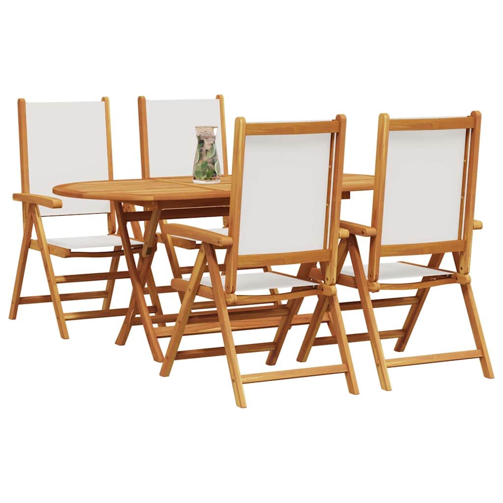 vidaXL Garten Essgruppe 5 pcs Cremeweiß Massivholz Akazie