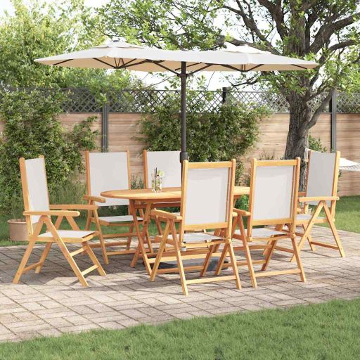 vidaXL Garten Essgruppe 5 pcs Cremeweiß Massivholz Akazie