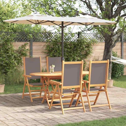 vidaXL Garten Essgruppe 5 pcs Cremeweiß Massivholz Akazie