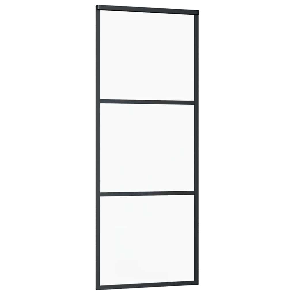 vidaXL Schiebetür mit Beschlag Schwarz 76x205 cm ESG-Glas