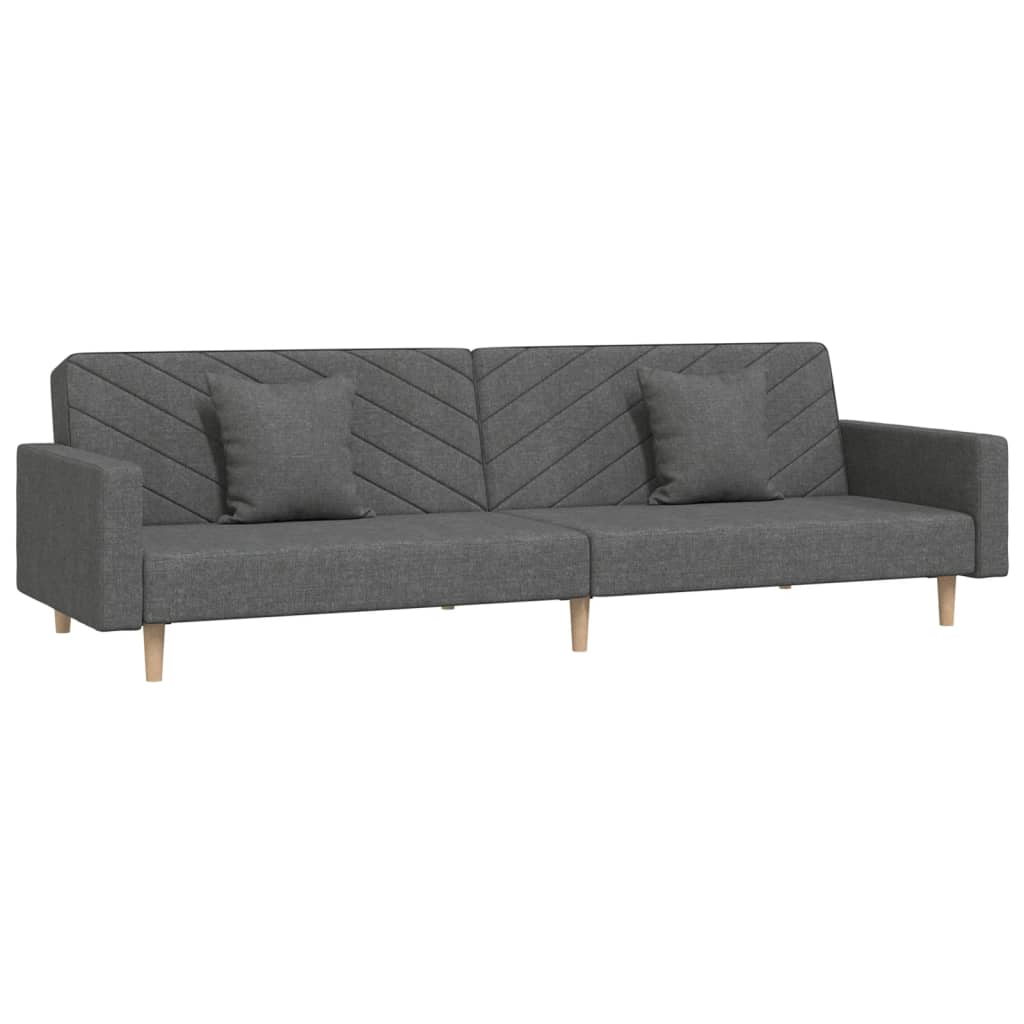 vidaXL Schlafsofa 2-Sitzer mit 2 Kissen Dunkelgrau Stoff