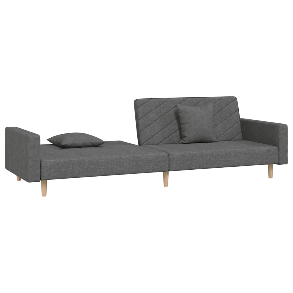vidaXL Schlafsofa 2-Sitzer mit 2 Kissen Dunkelgrau Stoff