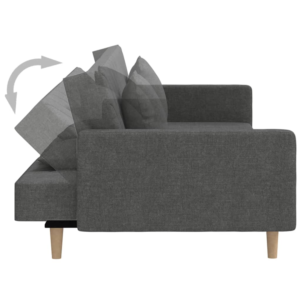 vidaXL Schlafsofa 2-Sitzer mit 2 Kissen Dunkelgrau Stoff
