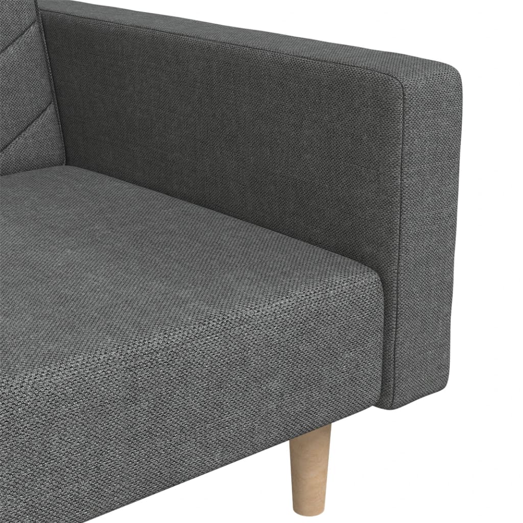 vidaXL Schlafsofa 2-Sitzer mit 2 Kissen Dunkelgrau Stoff