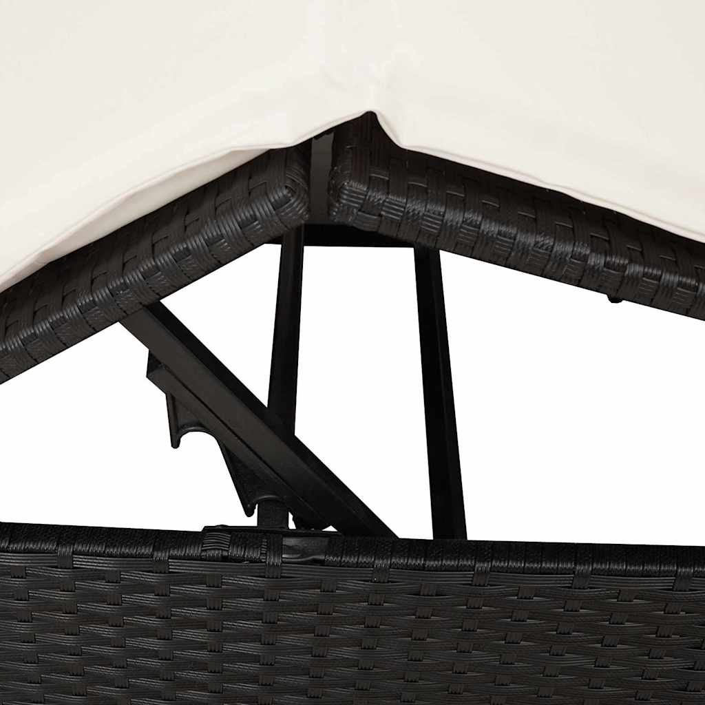 vidaXL Doppelte Sonnenliege mit Dach Schwarz 205 x 129 x 200 cm