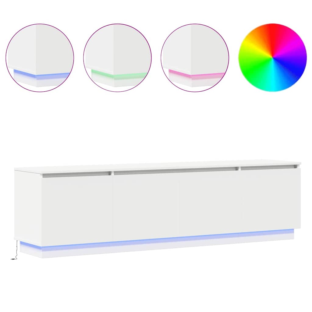 vidaXL LED-TV-Dashboard Weiß 180 x 38 x 49 cm Holzwerkstoff