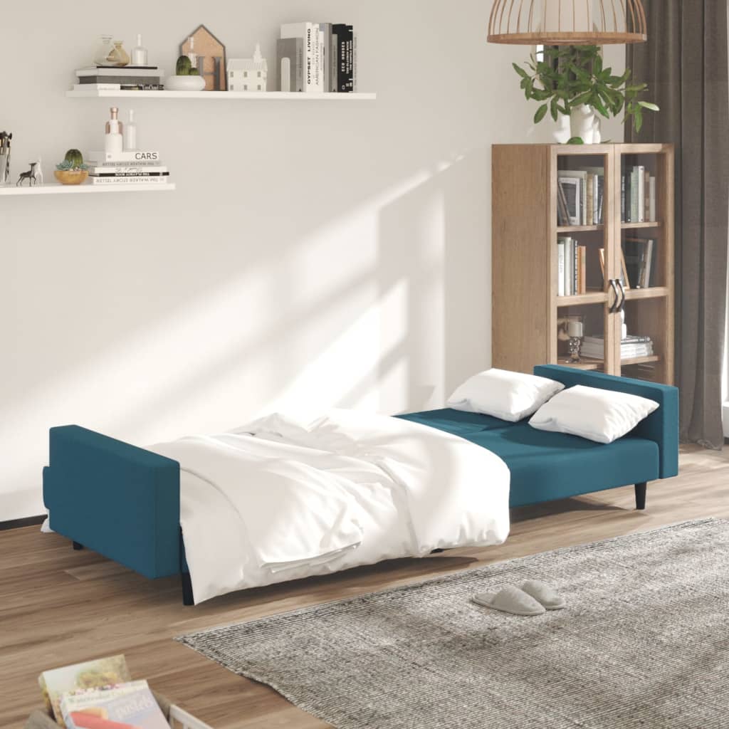 vidaXL Schlafsofa 2-Sitzer Blau Samt