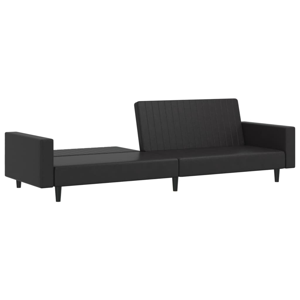 vidaXL Schlafsofa 2-Sitzer Schwarz Kunstleder