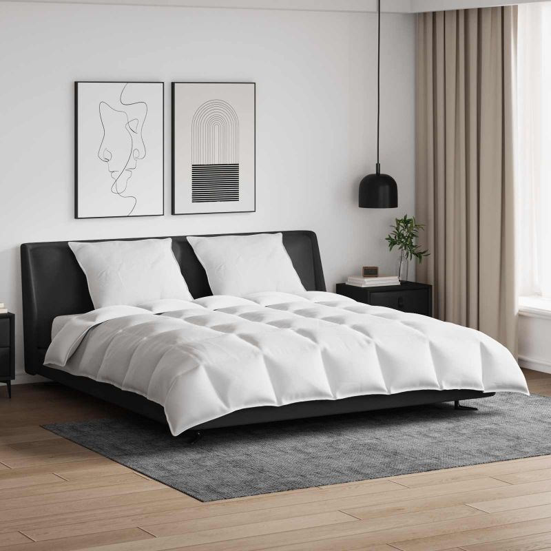 vidaXL Bettdecken Set mit Kissen 3 pcs Weiß Daunenfeder