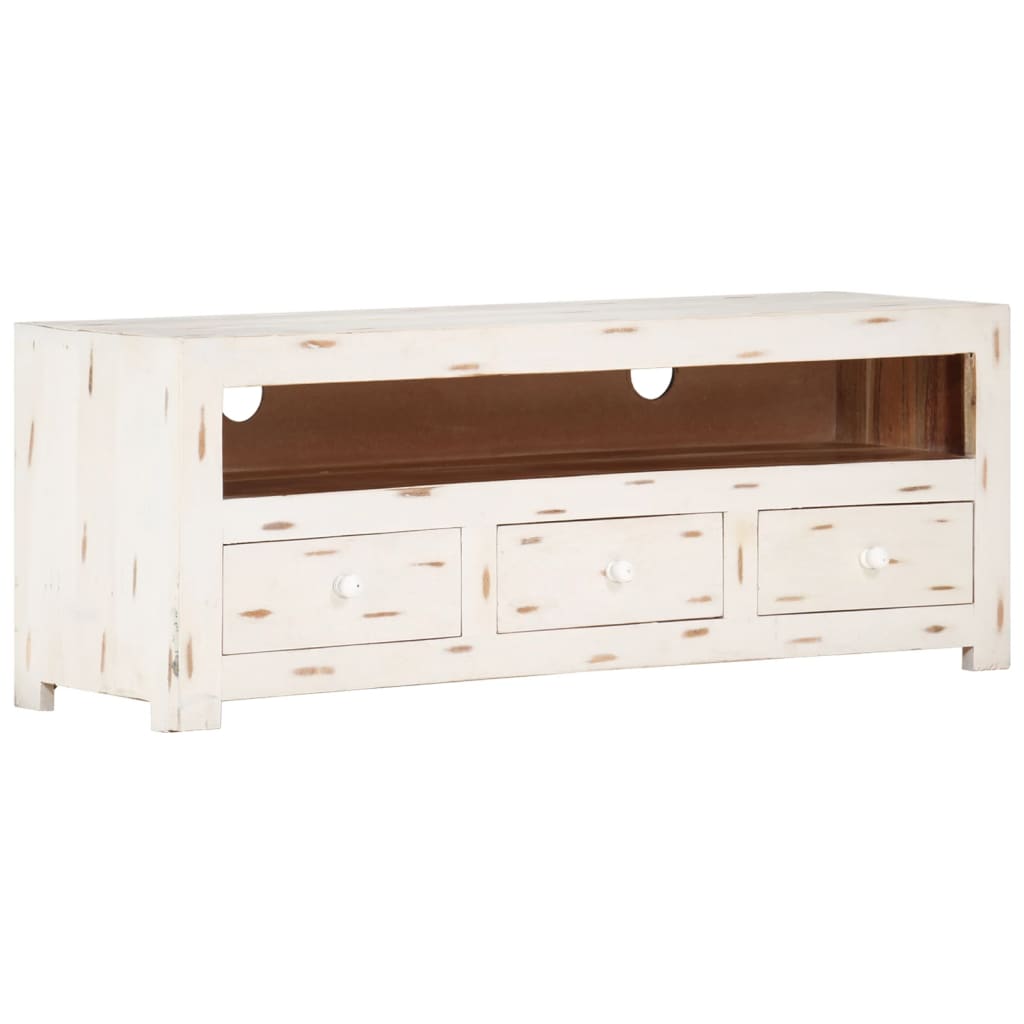 vidaXL TV-Schrank Massivholz Akazie 110x30x40 cm Weiß