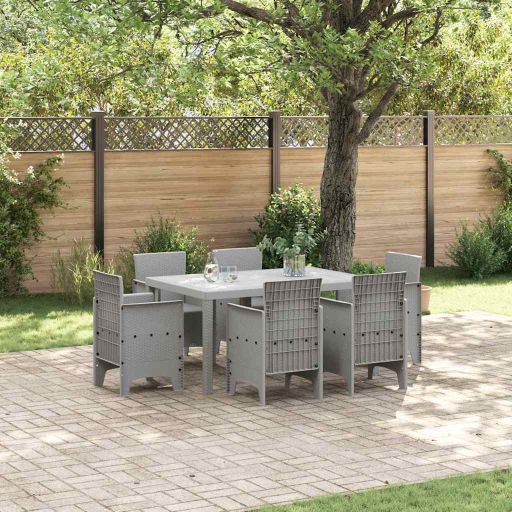 vidaXL Garten Essgruppe 7 pcs Anthrazit Polt Rattan
