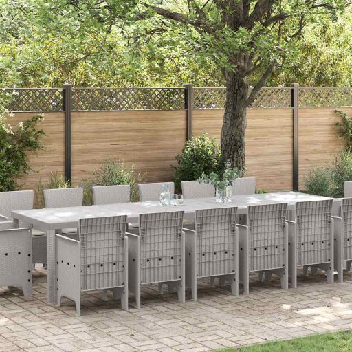 vidaXL Garten Essgruppe 15 pcs Anthrazit Polt Rattan