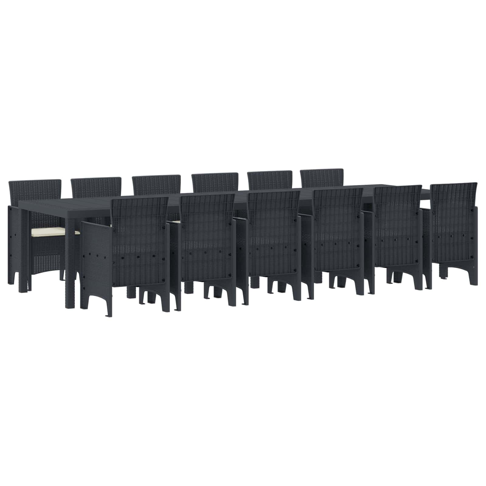 vidaXL Garten Essgruppe 15 pcs Anthrazit Polt Rattan