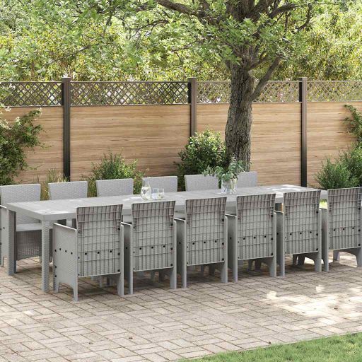 vidaXL Garten Essgruppe 15 pcs Anthrazit Polt Rattan