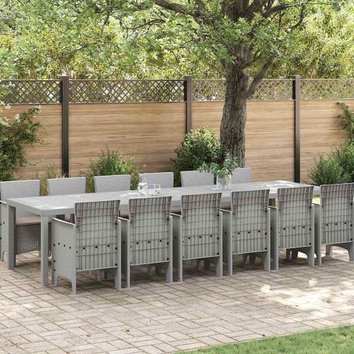 vidaXL Garten Essgruppe 15 pcs Anthrazit Polt Rattan