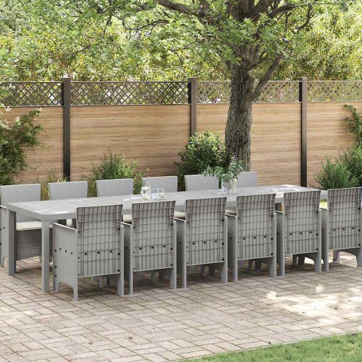 vidaXL Garten Essgruppe 15 pcs Anthrazit Polt Rattan