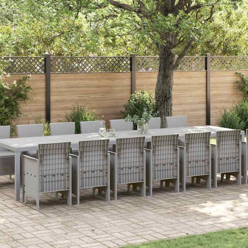 vidaXL Garten-Esszimmergarnitur mit Kissen 17 pcs Anthrazit PP