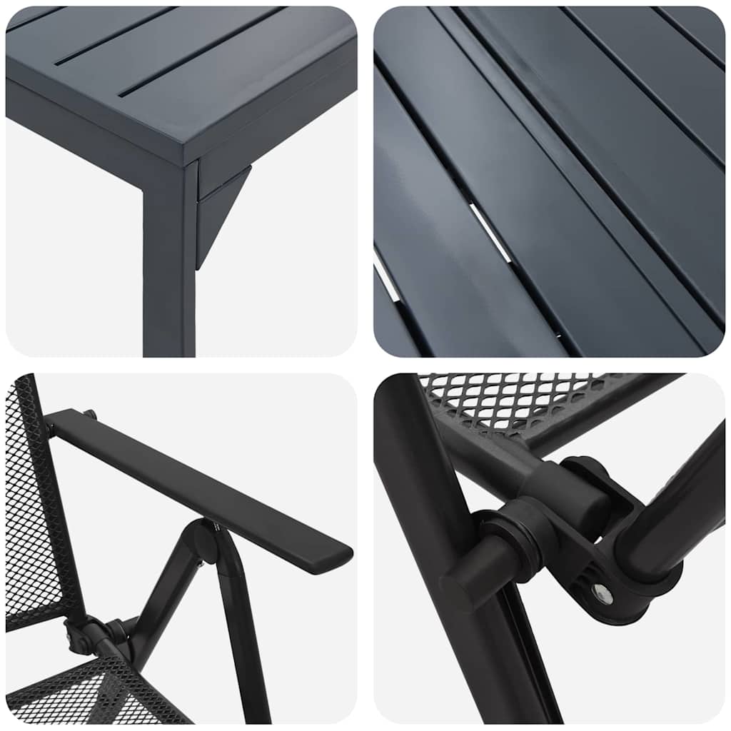 vidaXL Garten Essgruppe 7 pcs Anthrazit Pulverbeschichteter Stahl