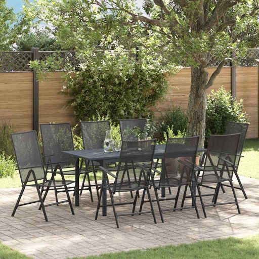 vidaXL Garten Essgruppe 7 pcs Anthrazit Pulverbeschichteter Stahl