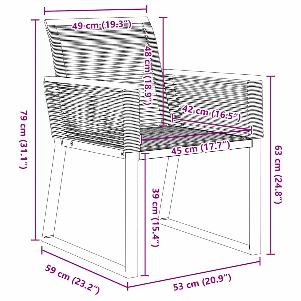 vidaXL Garten Essgruppe 7 pcs Schwarz Poly-Rattan