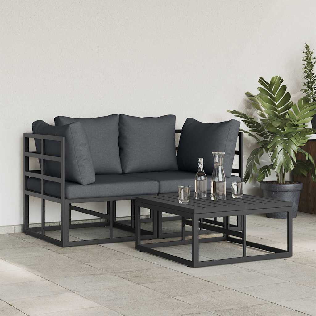 vidaXL Gartensofa-set 3 pcs Schwarz Metall