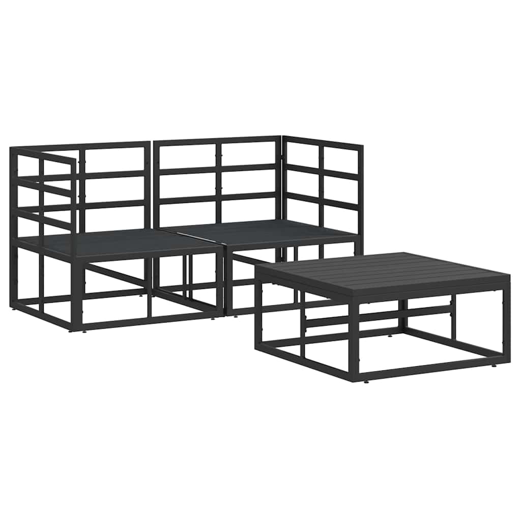 vidaXL Gartensofa-set 3 pcs Schwarz Metall