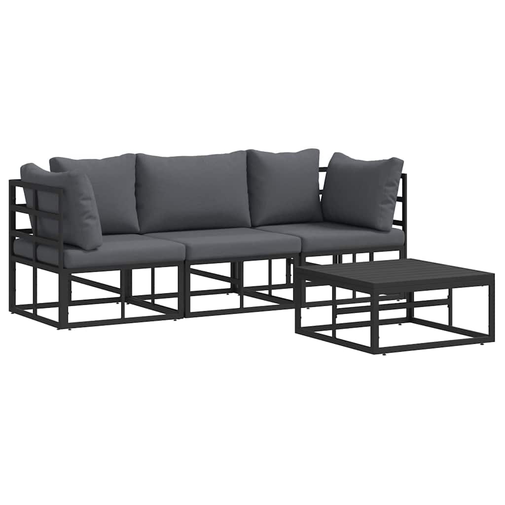 vidaXL Gartensofa-set 4 pcs Schwarz Metall