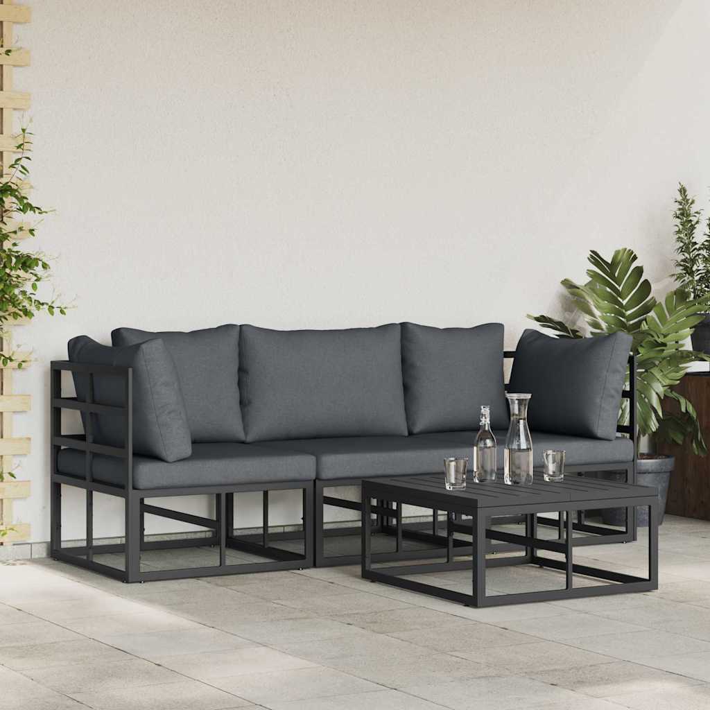vidaXL Gartensofa-set 4 pcs Schwarz Metall