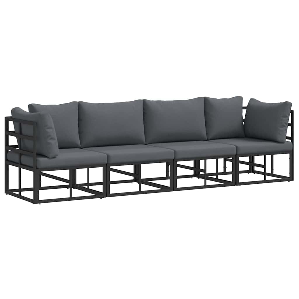 vidaXL Gartensofa-set 4 pcs Schwarz Metall