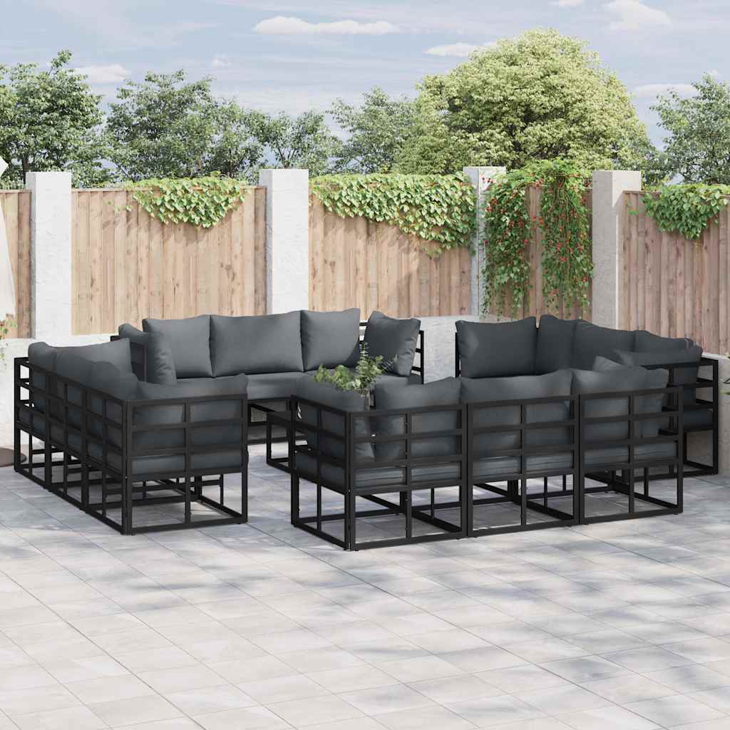 vidaXL Gartensofa-set 12 pcs Schwarz Metall