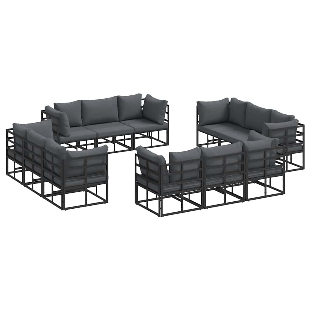 vidaXL Gartensofa-set 12 pcs Schwarz Metall