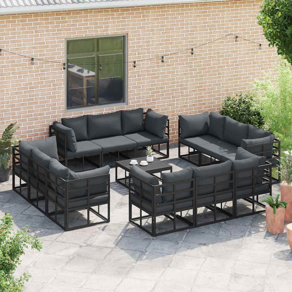 vidaXL Gartensofa-set 12 pcs Schwarz Metall