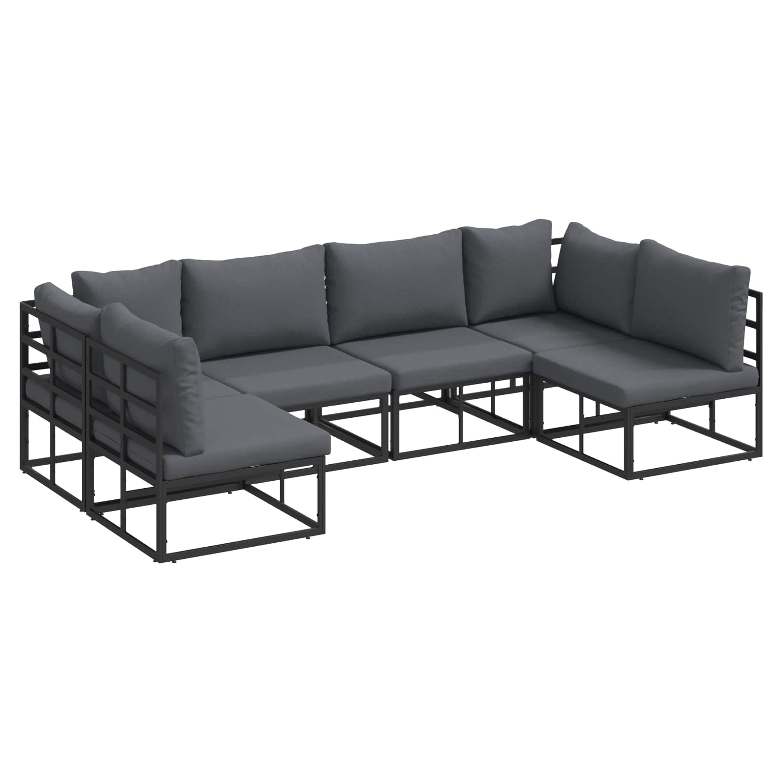 vidaXL Gartensofa-set mit Kissen 6 pcs Schwarz Aluminium