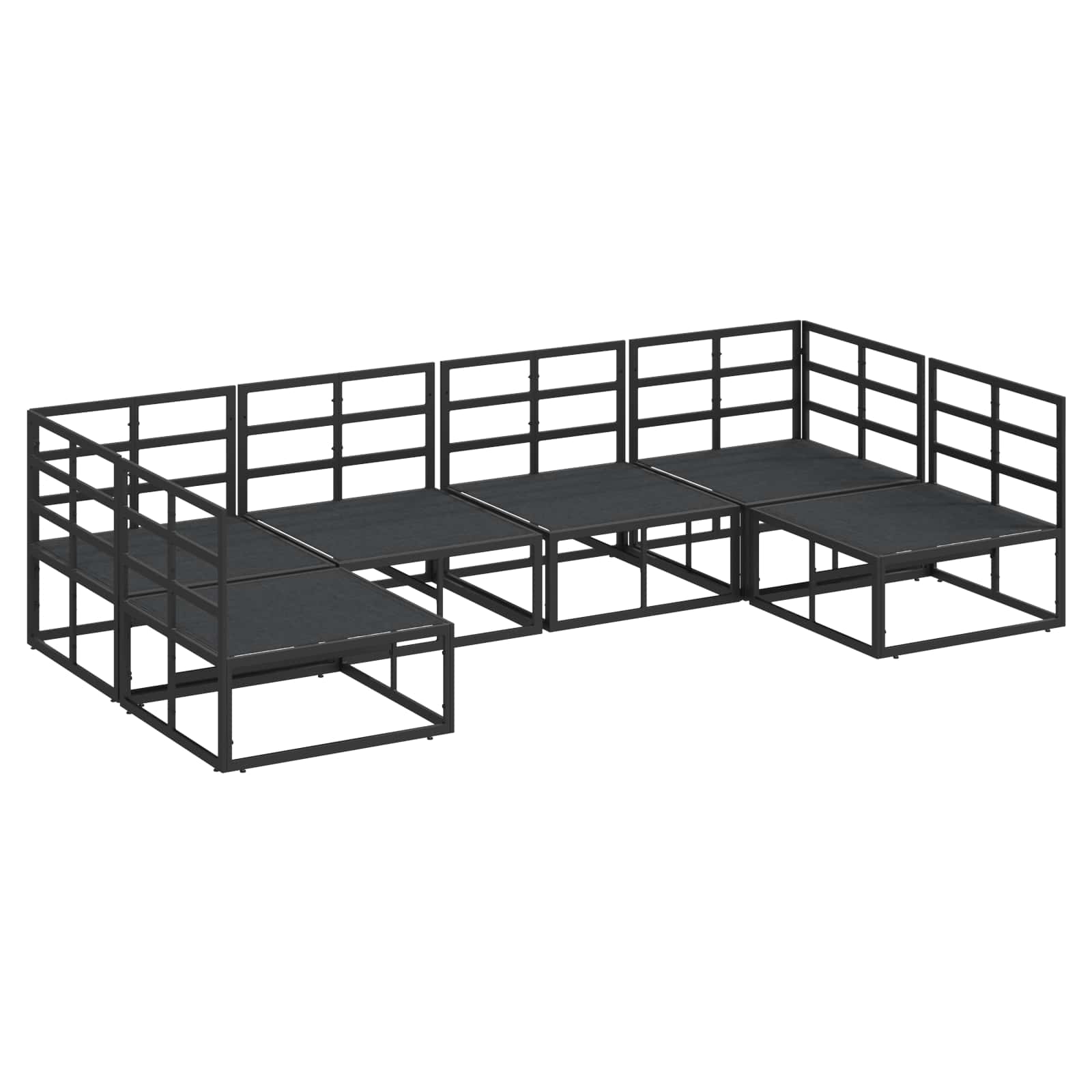 vidaXL Gartensofa-set mit Kissen 6 pcs Schwarz Aluminium