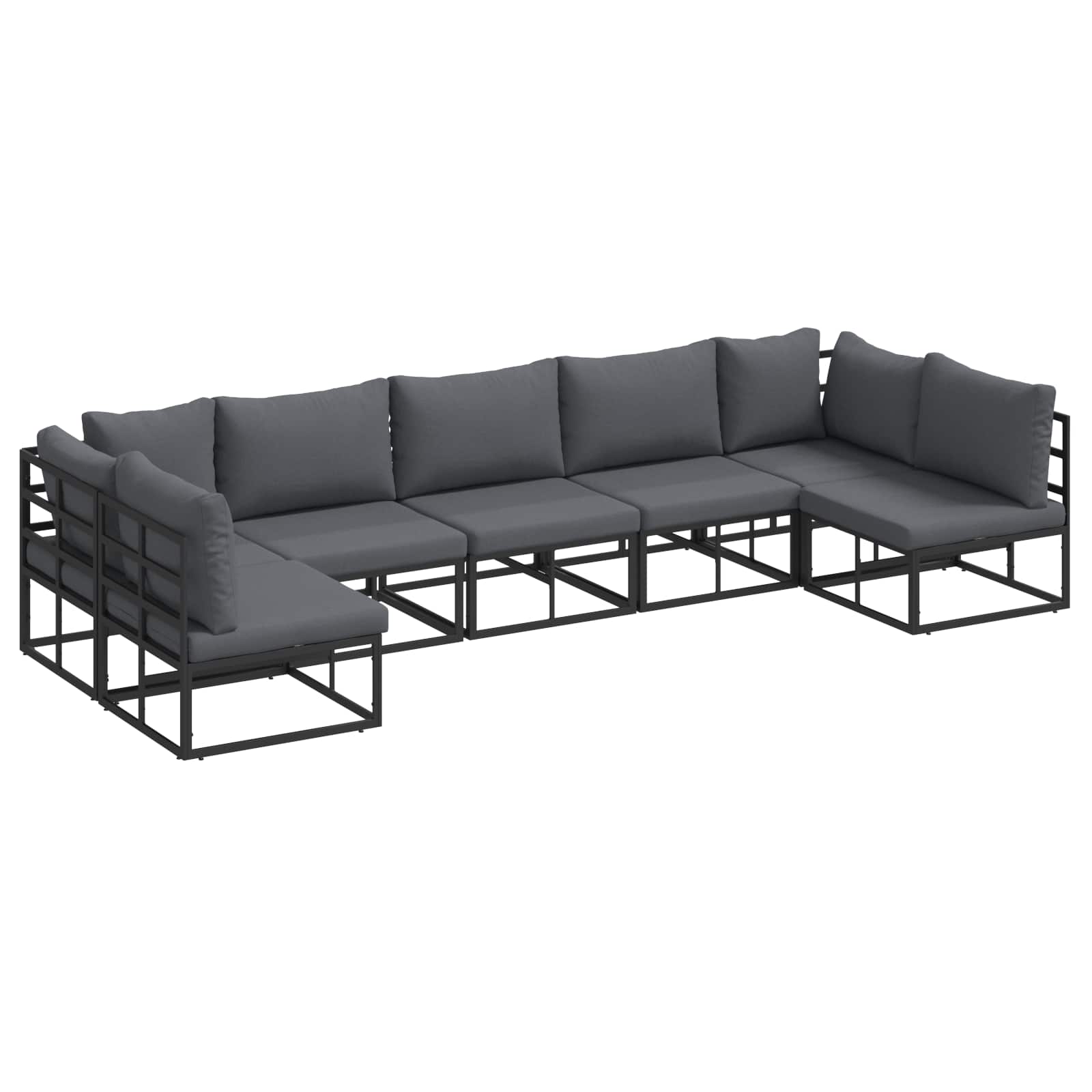 vidaXL Gartensofa-set mit Kissen 7 pcs Schwarz Aluminium