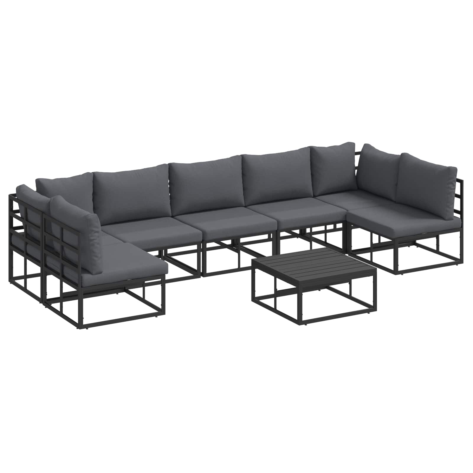vidaXL Gartensofa-set mit Kissen 7 pcs Schwarz Aluminium