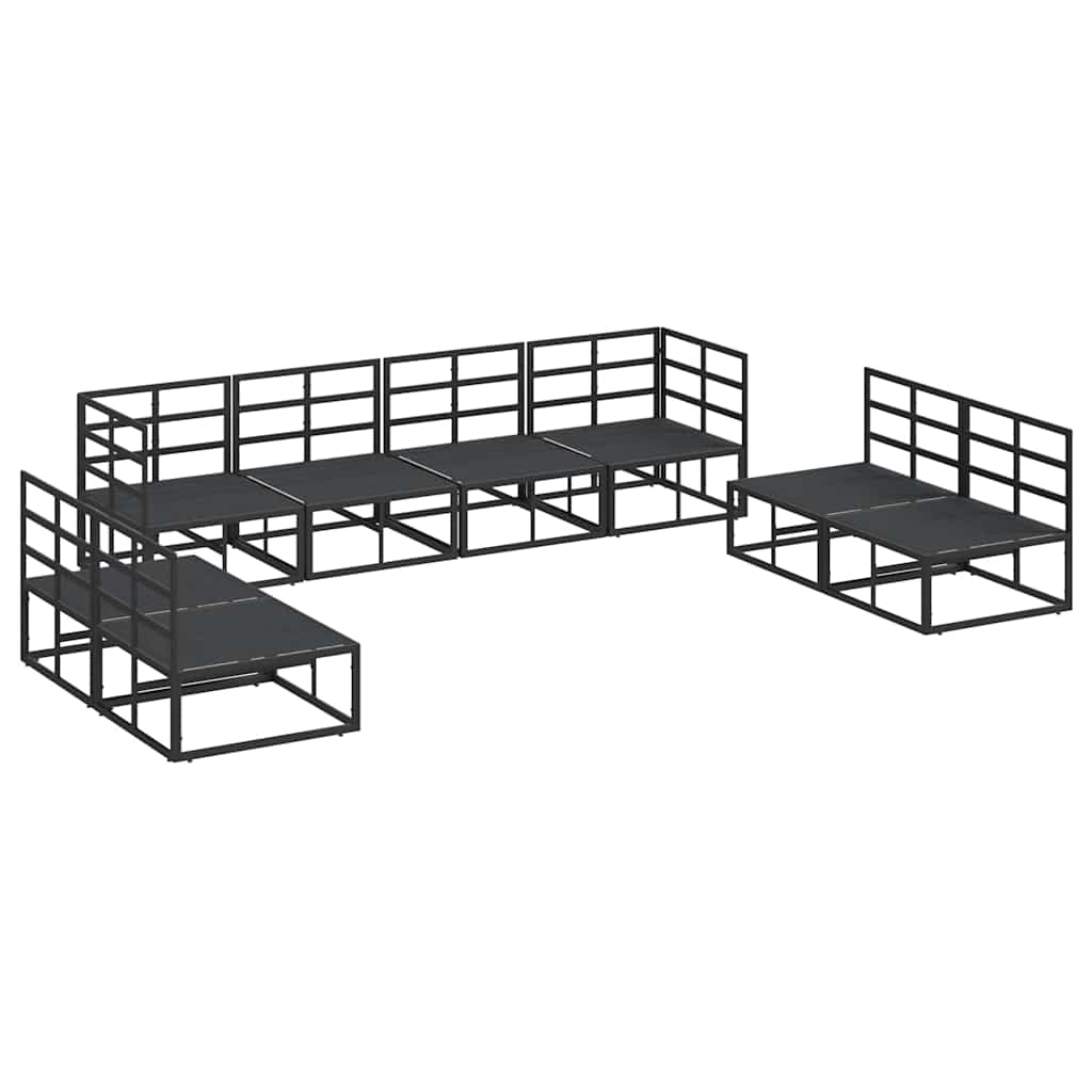 vidaXL Gartensofa-set mit Kissen 8 pcs Schwarz Aluminium