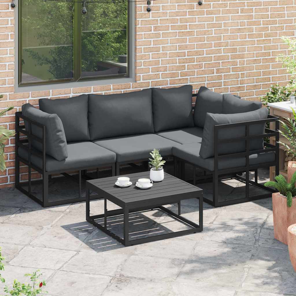 vidaXL Gartensofa-set mit Kissen 4 pcs Schwarz Aluminium