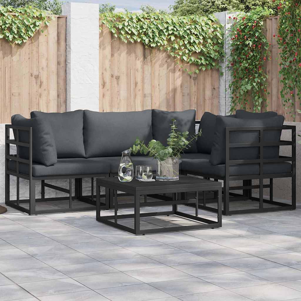 vidaXL Gartensofa-set mit Kissen 4 pcs Schwarz Aluminium
