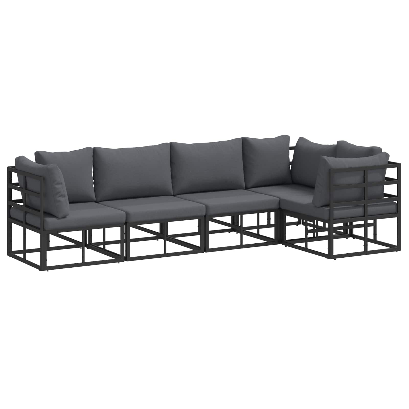 vidaXL Gartensofa-set mit Kissen 5 pcs Schwarz Aluminium