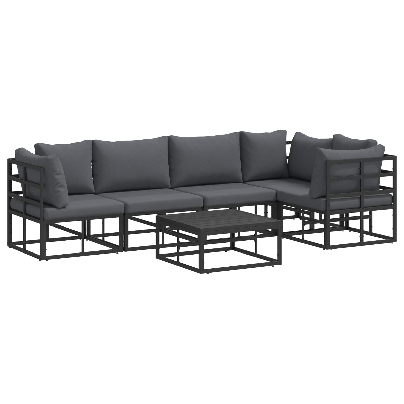 vidaXL Gartensofa-set mit Kissen 5 pcs Schwarz Aluminium