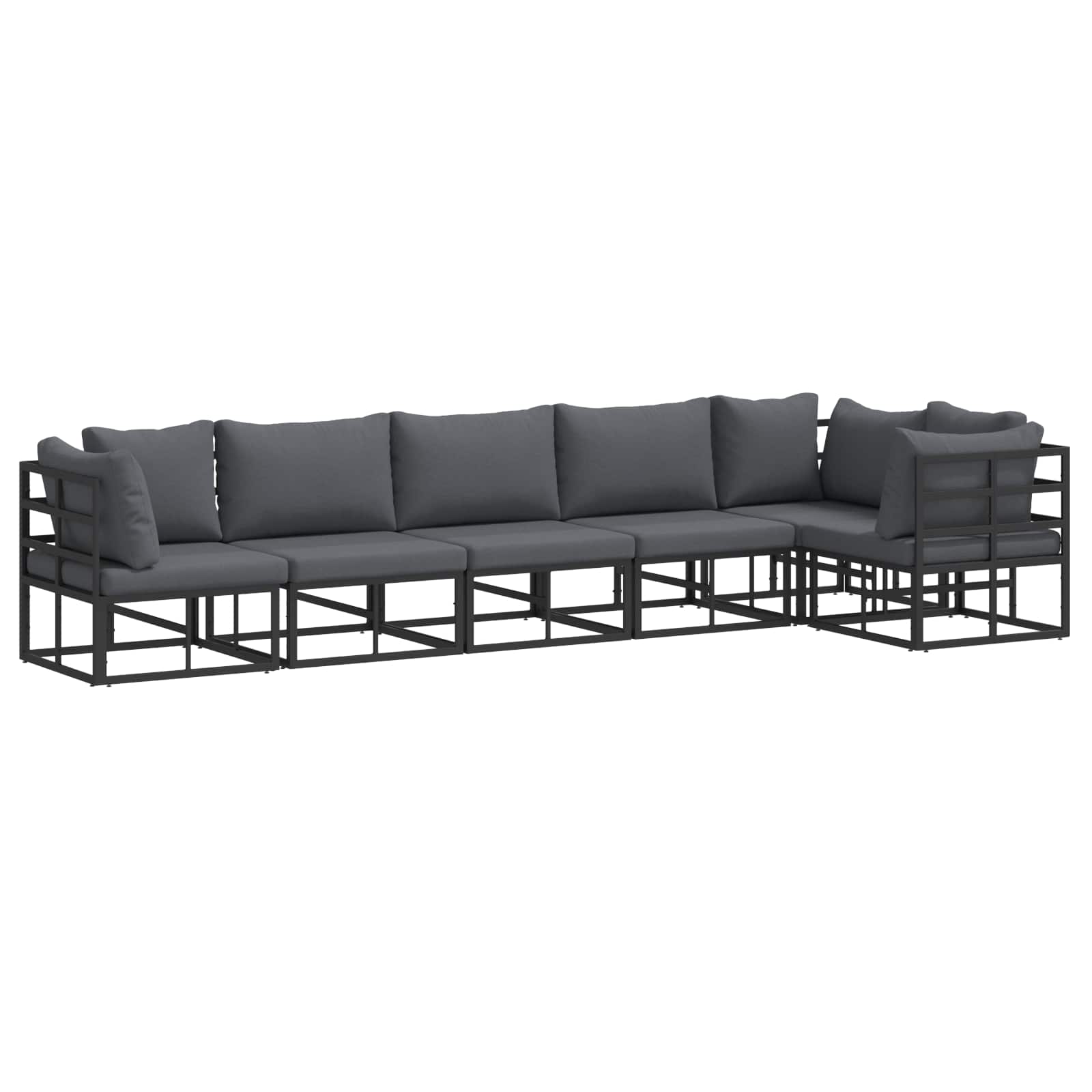 vidaXL Gartensofa-set mit Kissen 6 pcs Schwarz Aluminium