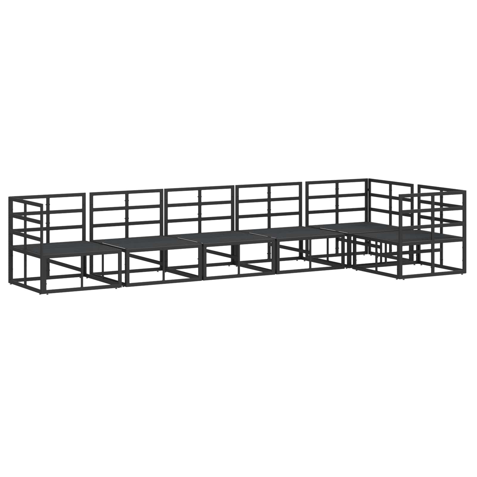 vidaXL Gartensofa-set mit Kissen 6 pcs Schwarz Aluminium