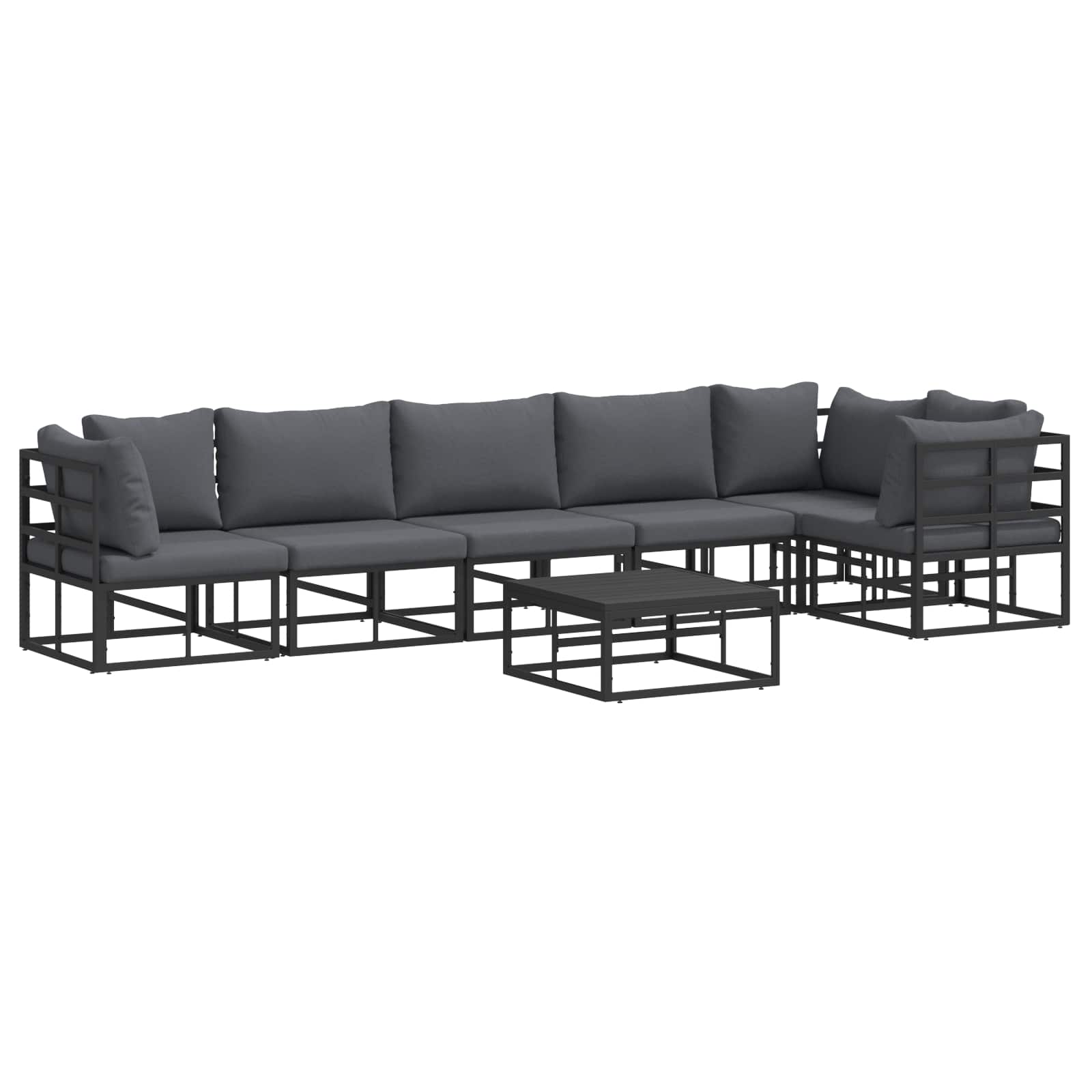 vidaXL Gartensofa-set mit Kissen 6 pcs Schwarz Aluminium
