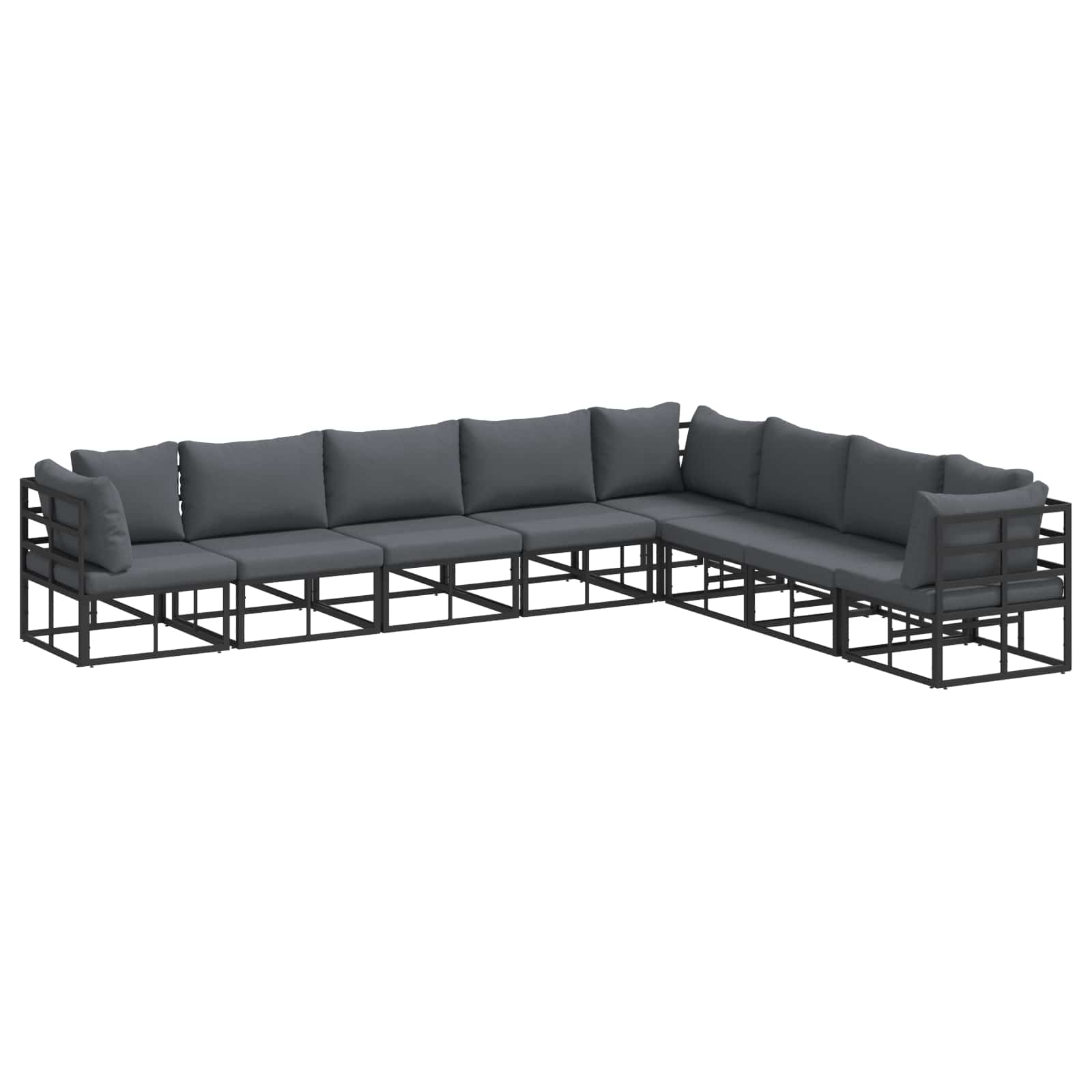 vidaXL Gartensofa-set mit Kissen 8 pcs Schwarz Aluminium