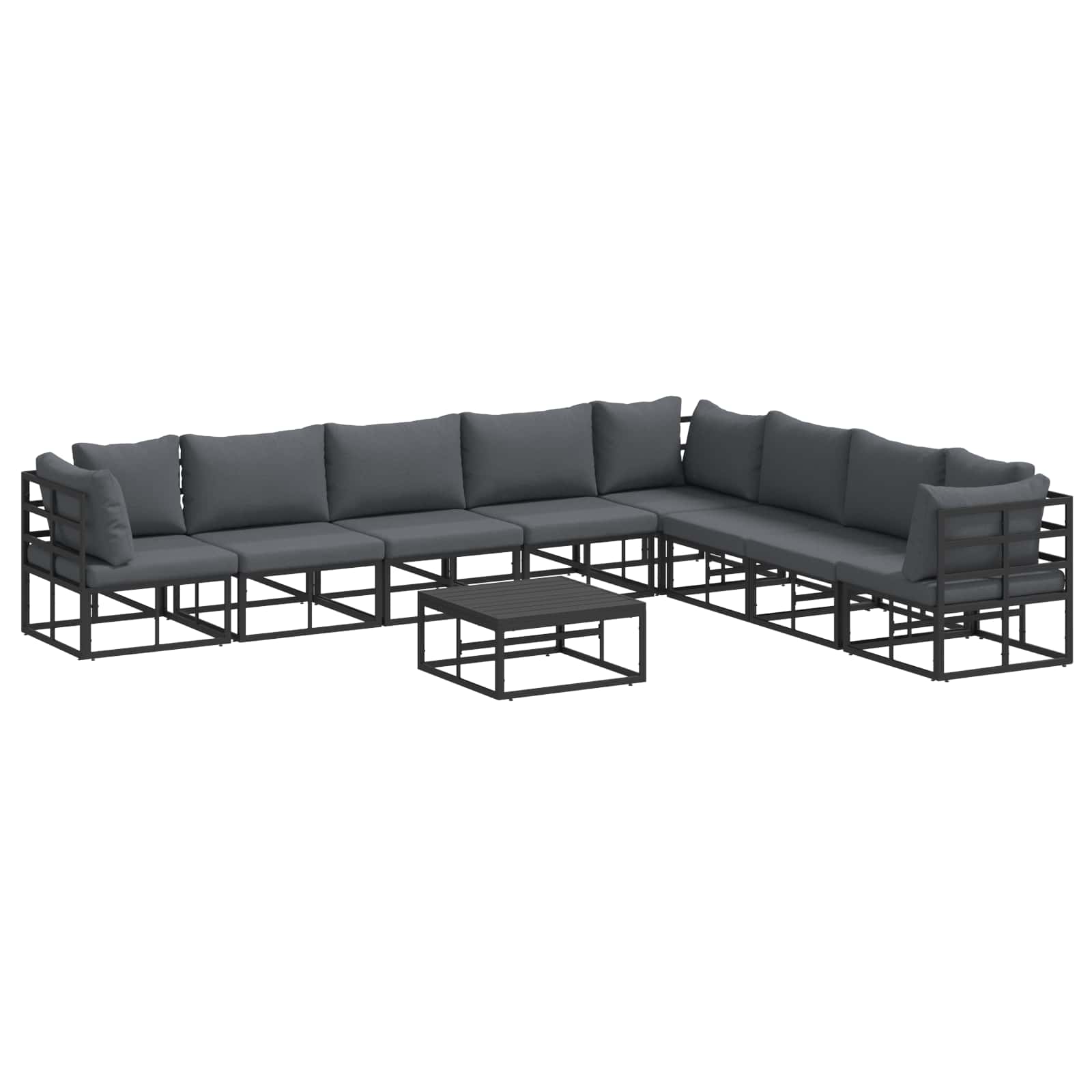 vidaXL Gartensofa-set mit Kissen 8 pcs Schwarz Aluminium