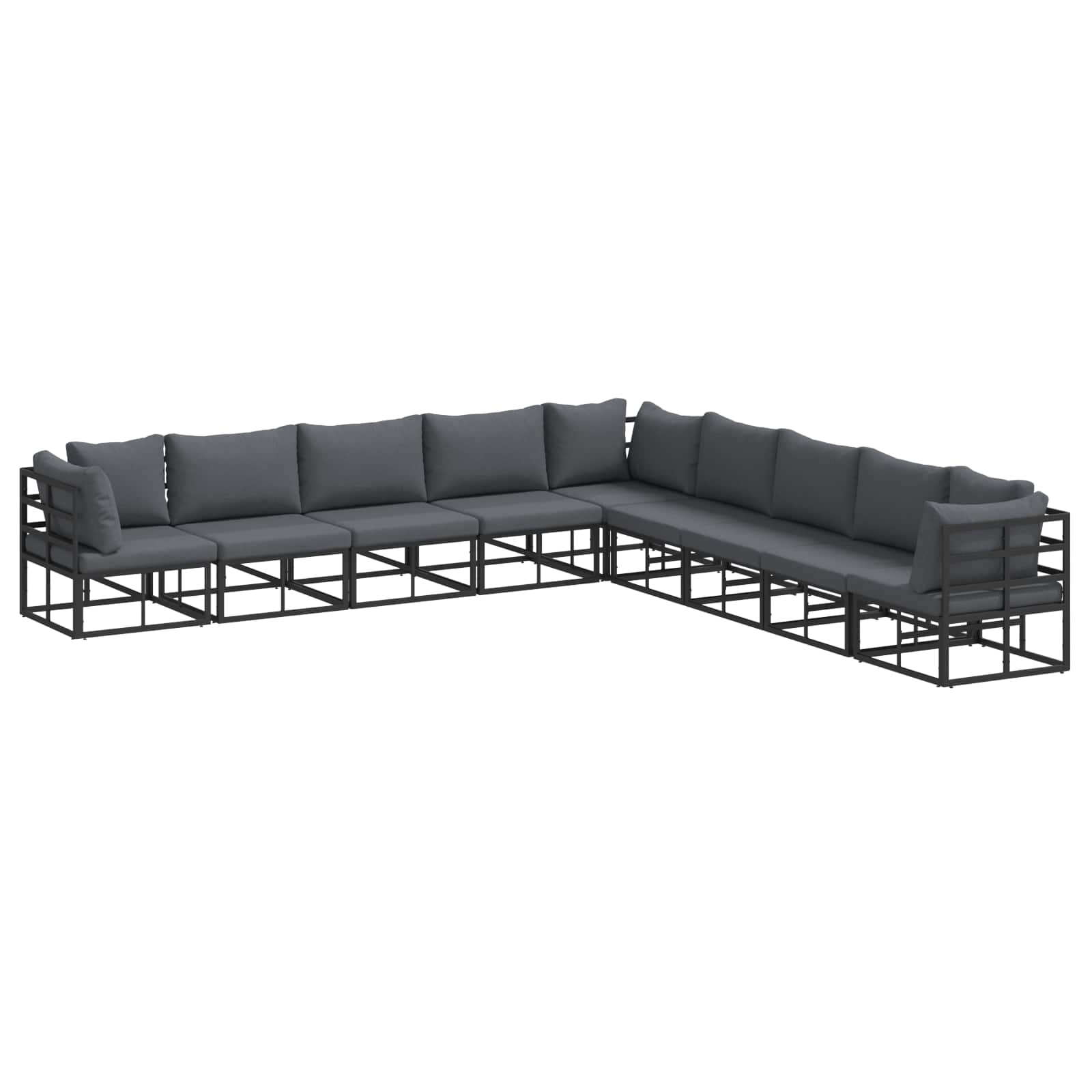 vidaXL Gartensofa-set mit Kissen 9 pcs Schwarz Aluminium